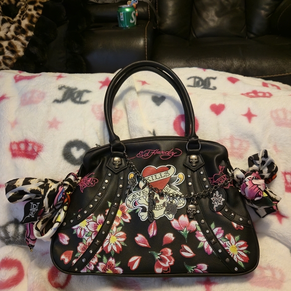 Ed Hardy Handbags - Ed Hardy Black Floral Women's Bag